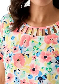 Women's Lattice Neck T-Shirt