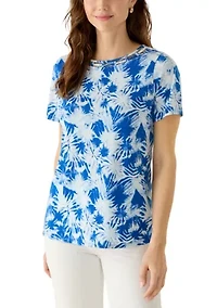 Women's Neck Detail Print T-Shirt