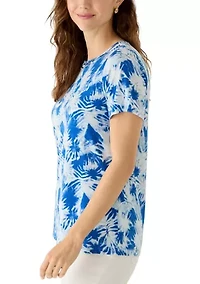 Women's Neck Detail Print T-Shirt