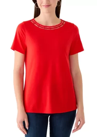 Women's Short Sleeve Neck Detail Shirt