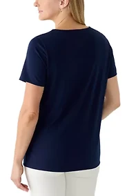 Women's Short Sleeve Neck Detail Shirt