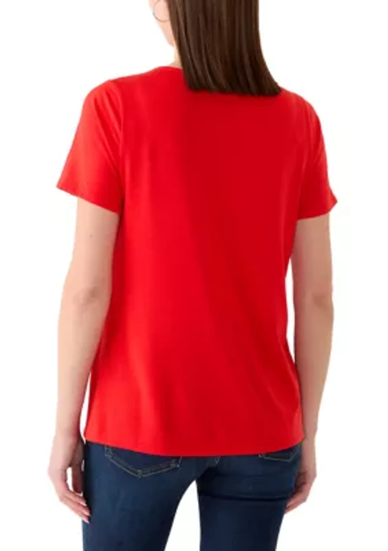 Women's Short Sleeve Neck Detail Shirt