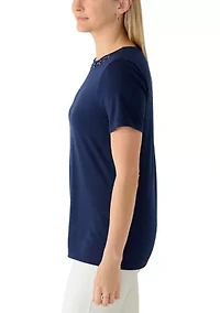 Women's Short Sleeve Neck Detail Shirt