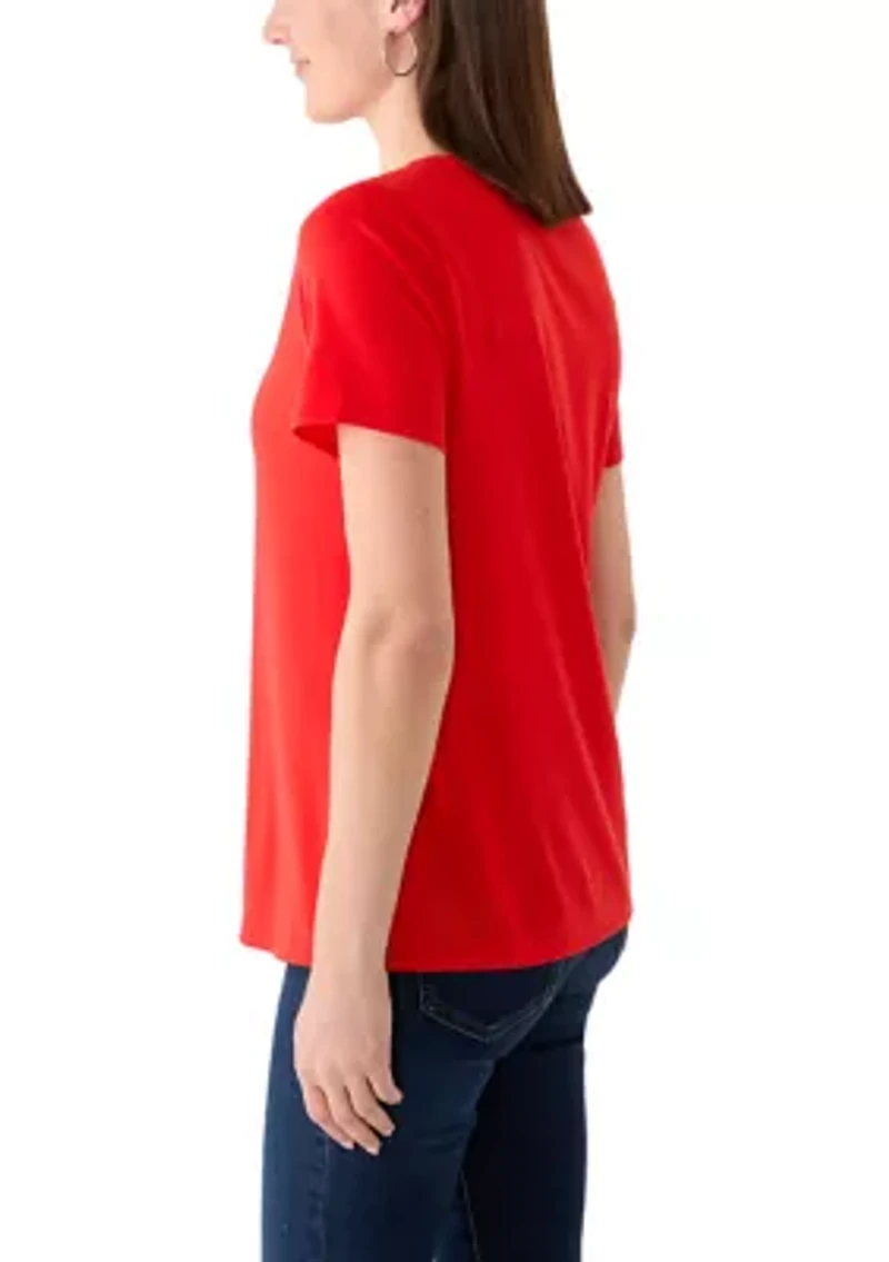 Women's Short Sleeve Neck Detail Shirt