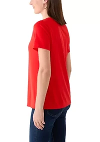Women's Short Sleeve Neck Detail Shirt