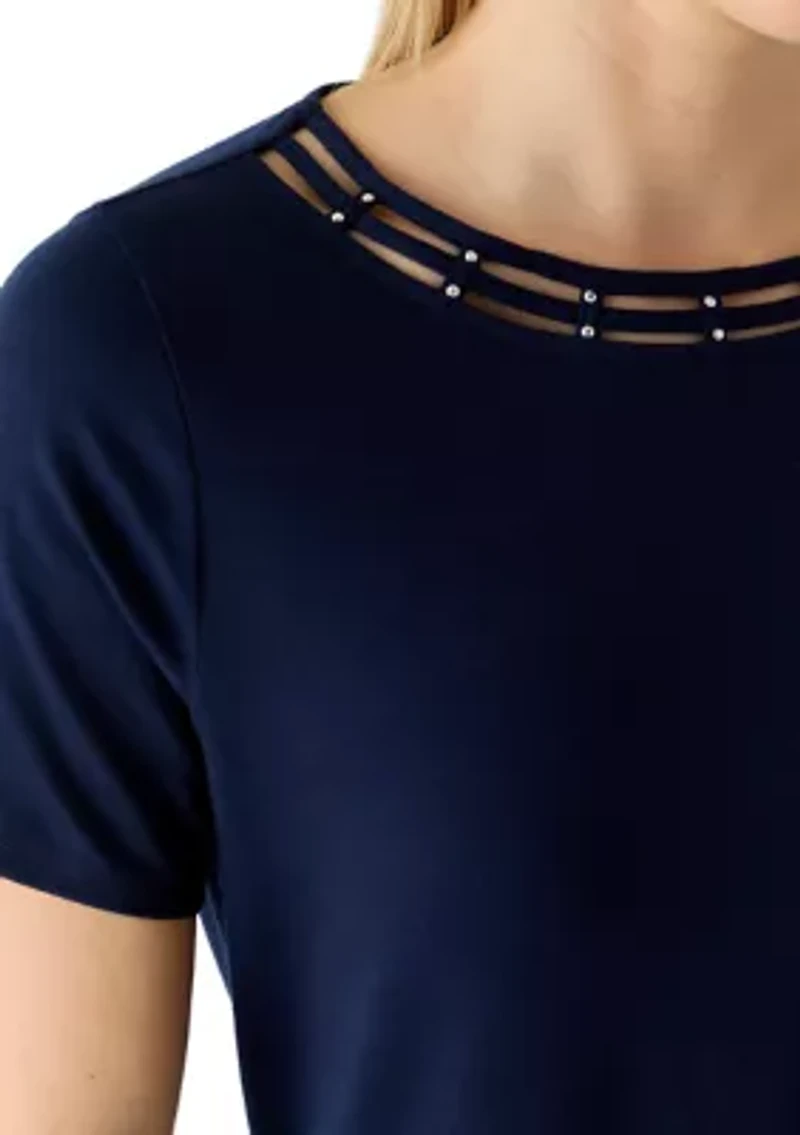 Women's Short Sleeve Neck Detail Shirt