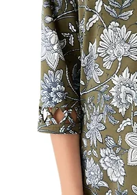Women's Lattice Cuff Printed T-Shirt