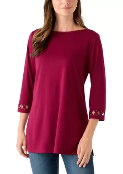 Women's 3/4 Lattice Sleeve Top