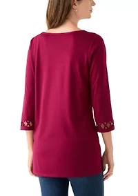 Women's 3/4 Lattice Sleeve Top