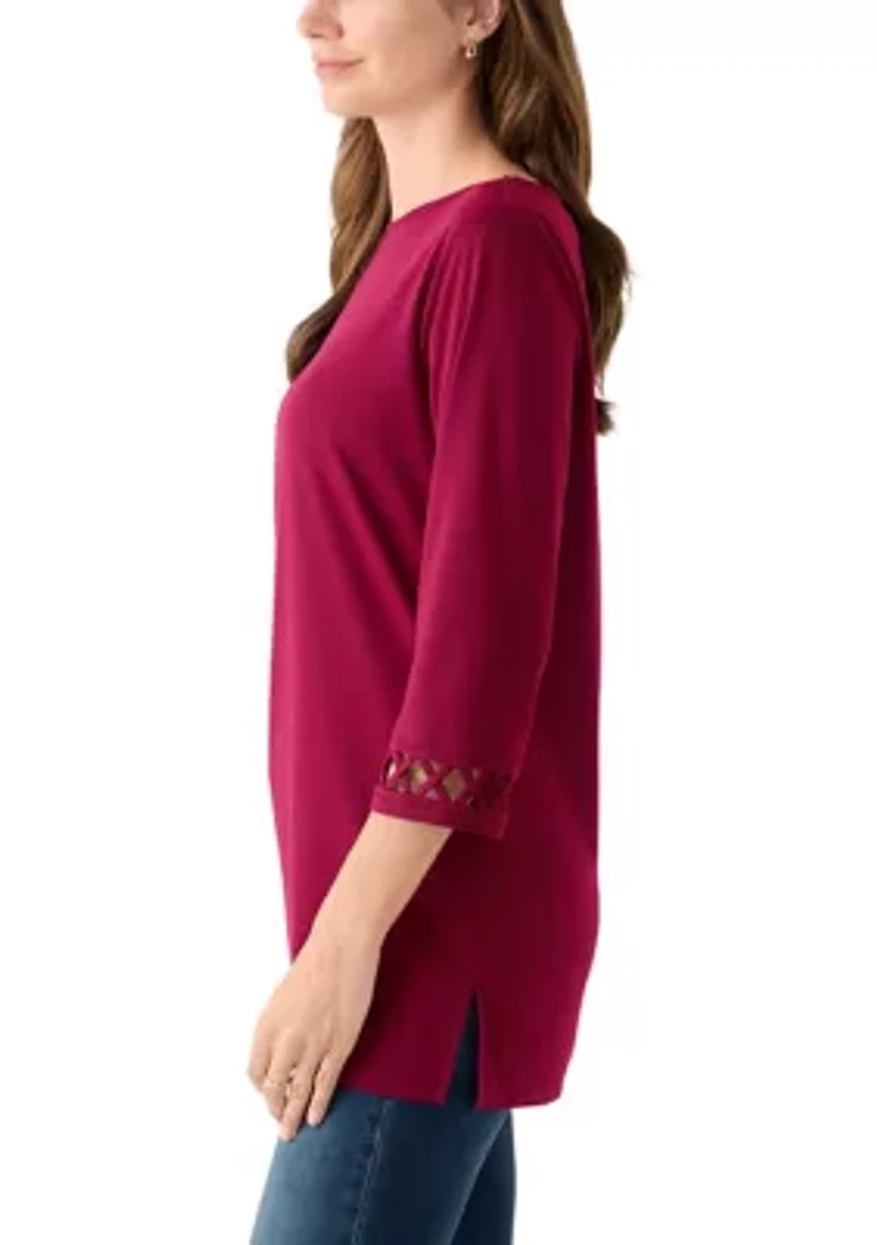 Women's 3/4 Lattice Sleeve Top