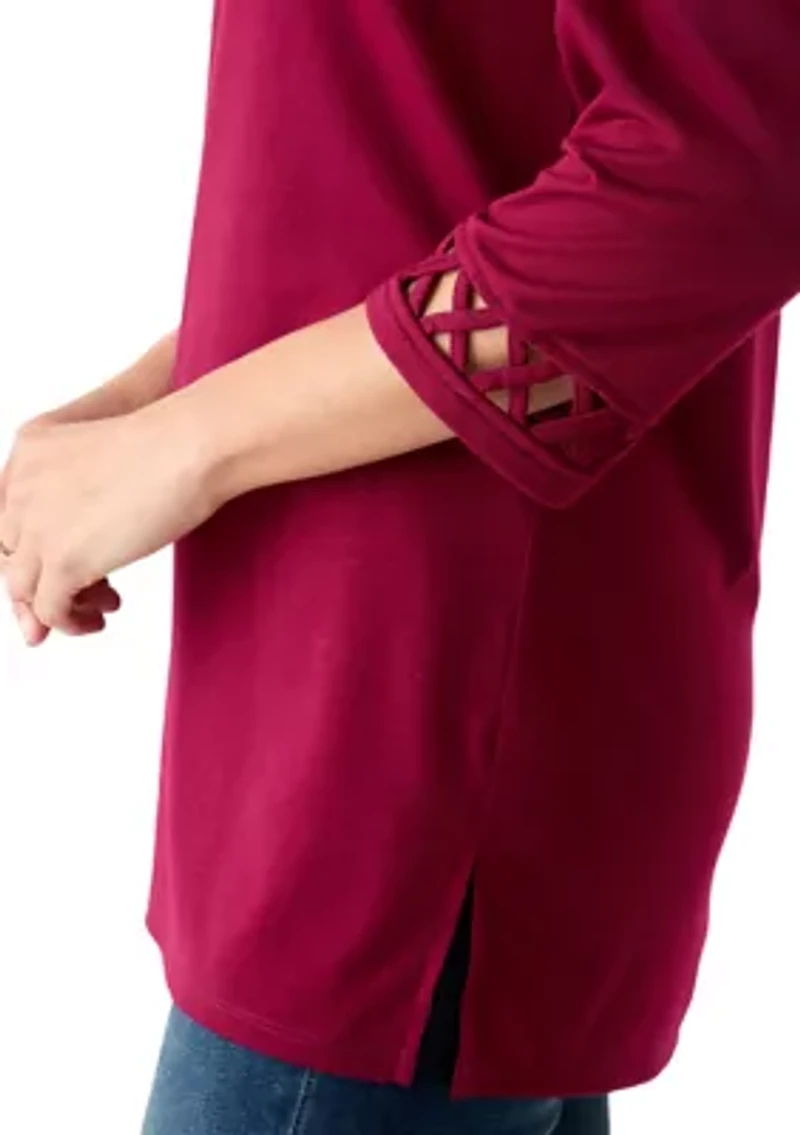 Women's 3/4 Lattice Sleeve Top
