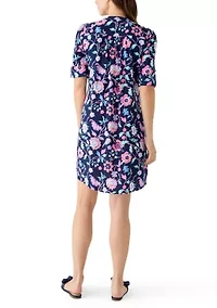 Women's Elbow Sleeve Henley Print Sift Dress