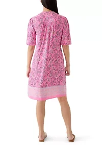 Women's Elbow Sleeve Woven Henley Dress