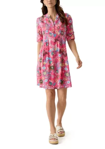 Women's Woven Printed Henley Dress