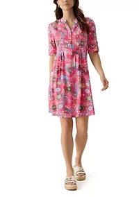 Women's Woven Printed Henley Dress
