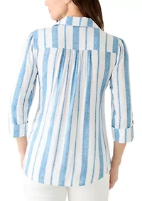 Women's 3/4 Sleeve Collared Henley Shirt