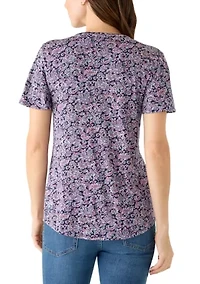 Women's Honeycomb Henley Print Top