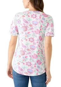 Women's Honeycomb Henley Print Top
