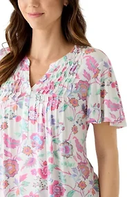 Women's Honeycomb Henley Print Top