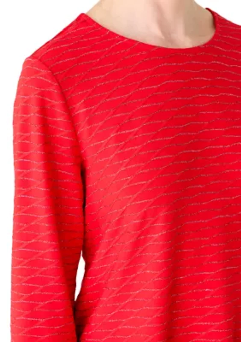 Women's 3/4 Sleeve Novelty Knit Sharkbite Tunic Top