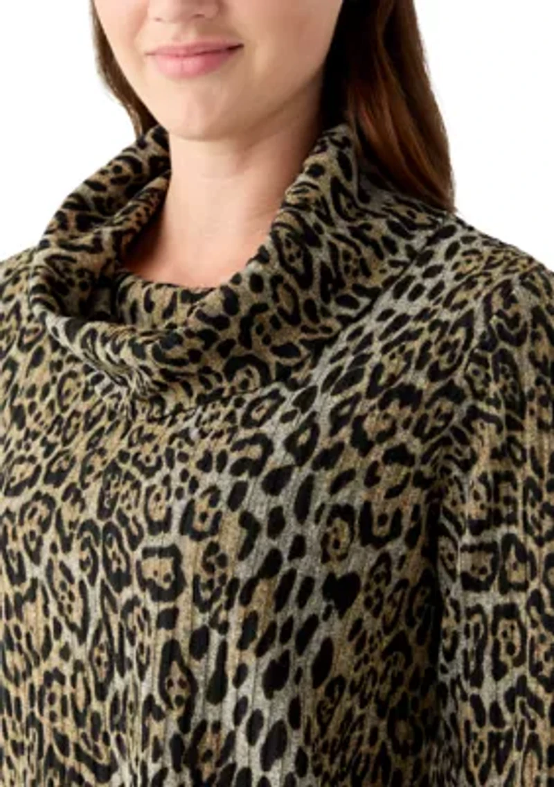 Women's 3/4 Sleeve Cowl Neck Hacci Top