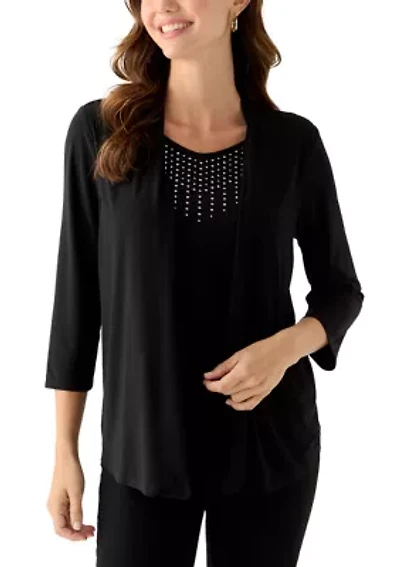 Women's 3/4 Twofer Cardigan