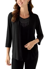 Women's 3/4 Twofer Cardigan