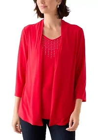 Women's 3/4 Twofer Cardigan