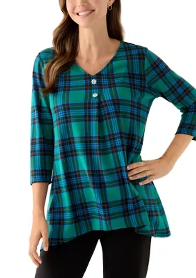 Women's 3/4 Sleeve Sharkbite  Hacci Tunic