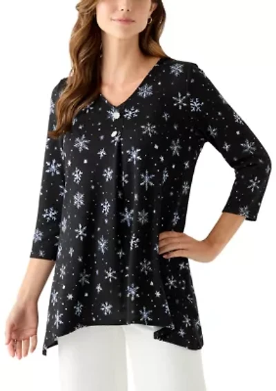 Women's 3/4 Sleeve Sharkbite Hacci Tunic