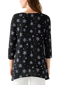 Women's 3/4 Sleeve Sharkbite Hacci Tunic