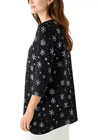 Women's 3/4 Sleeve Sharkbite Hacci Tunic