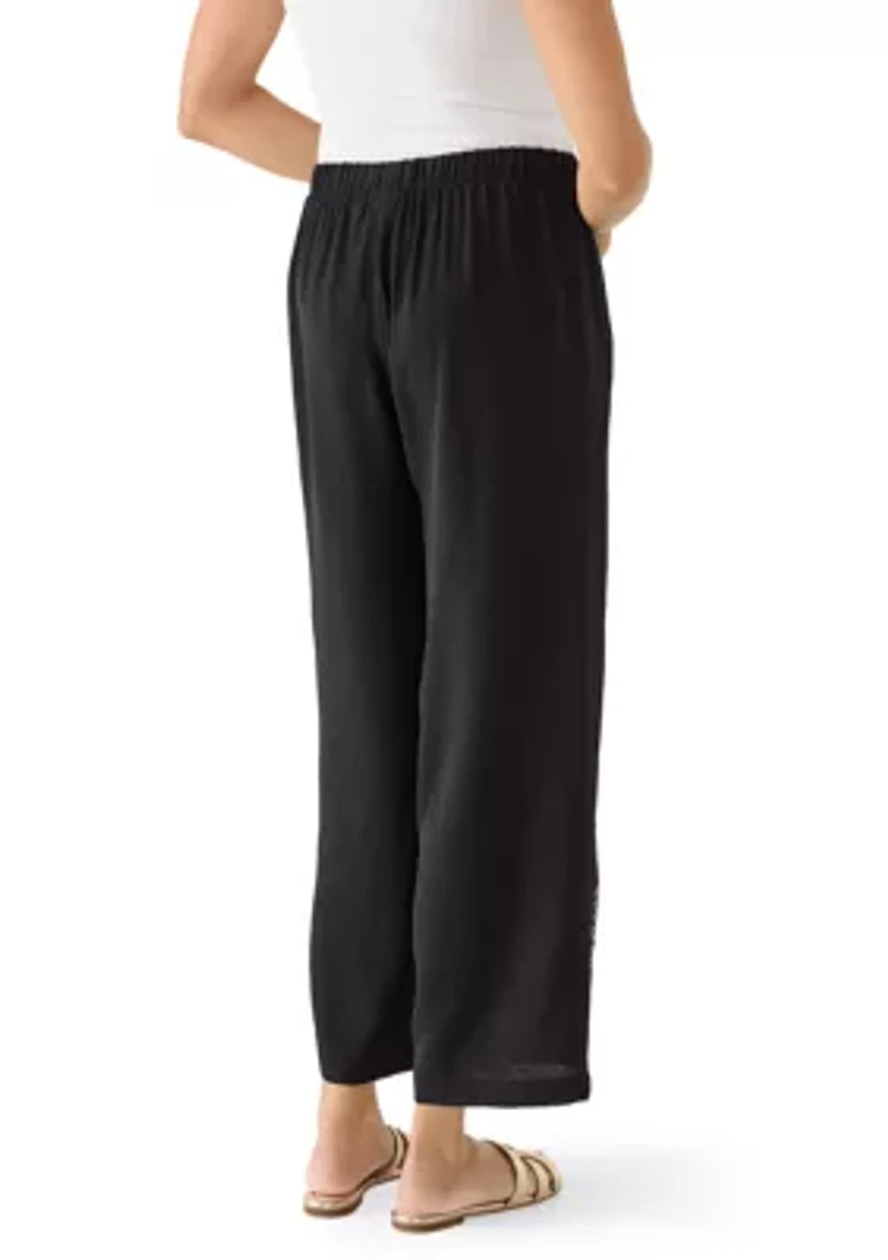 Women's Embroidered Pull On Pants