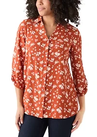 Women's 3/4 Sleeve Printed Tunic Top