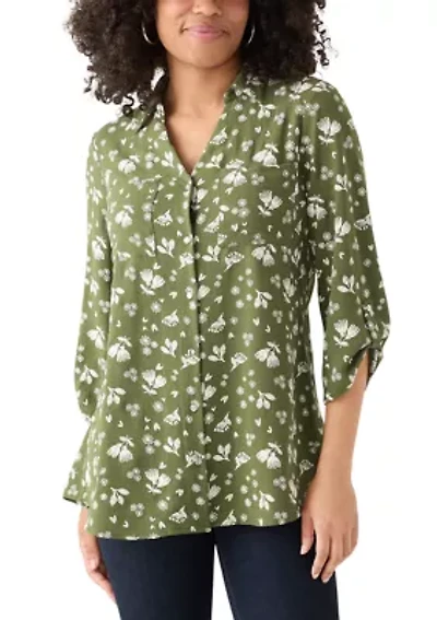 Women's 3/4 Sleeve Printed Tunic Top