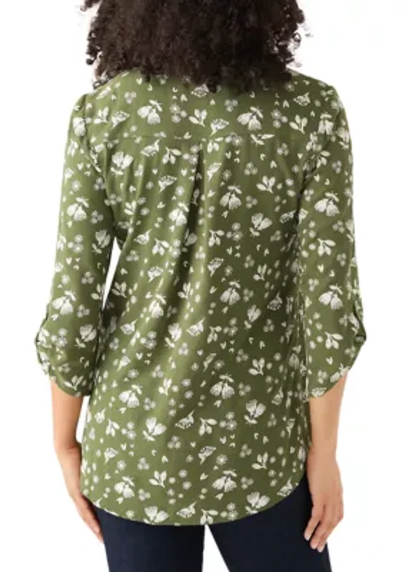 Women's 3/4 Sleeve Printed Tunic Top
