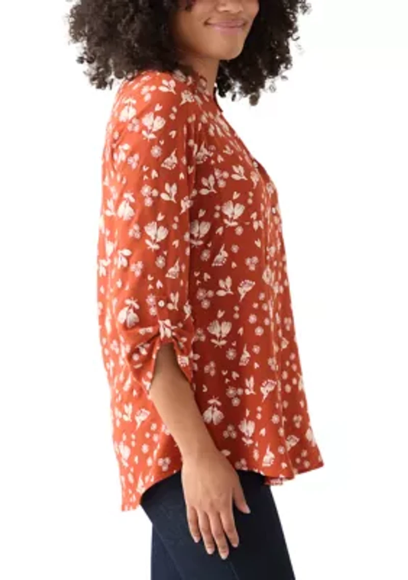 Women's 3/4 Sleeve Printed Tunic Top