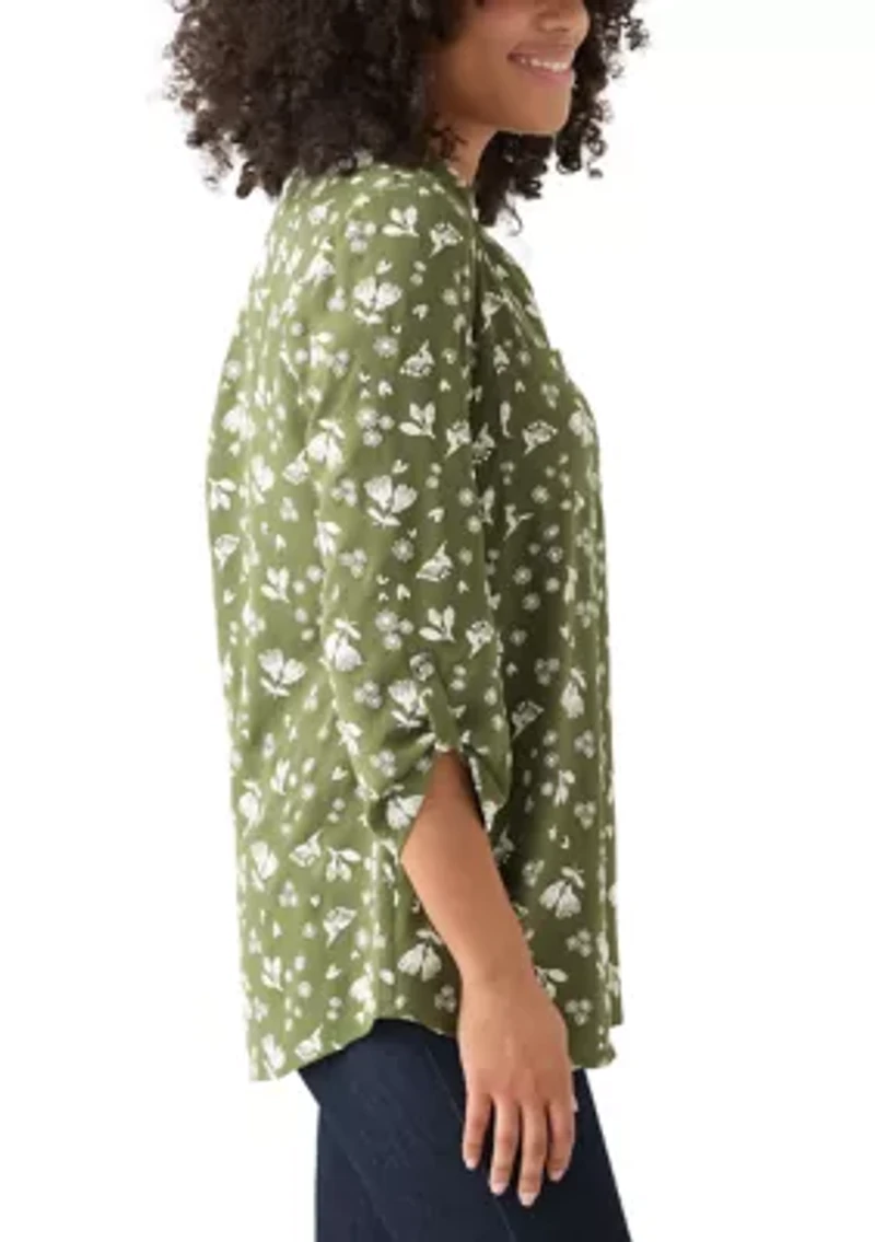 Women's 3/4 Sleeve Printed Tunic Top