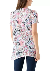 Women's Short Sleeve Pintuck Detail Tunic