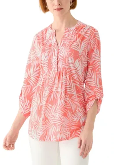 Women's 3/4 Sleeve Texture Knit Henley Top