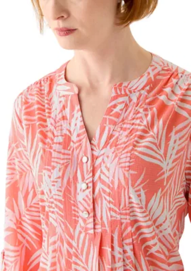 Women's 3/4 Sleeve Texture Knit Henley Top