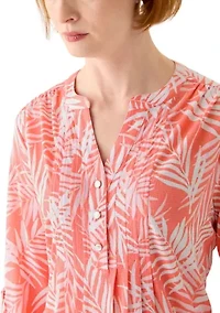 Women's 3/4 Sleeve Texture Knit Henley Top