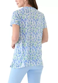 Women's Printed Pintuck Detail Top