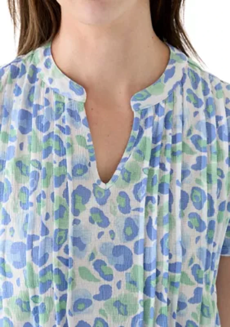 Women's Printed Pintuck Detail Top