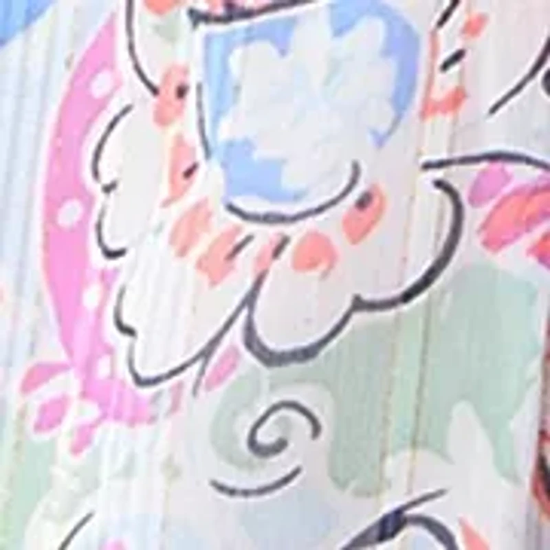 Plus 3/4 Sleeve Chiffon Printed Henley Top