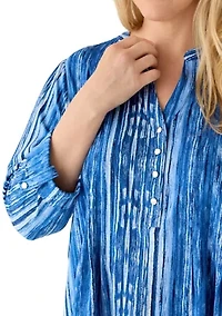 Plus 3/4 Sleeve Roll-Tab Henley Shirt