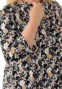 Plus 3/4 Sleeve Roll-Tab Henley Shirt