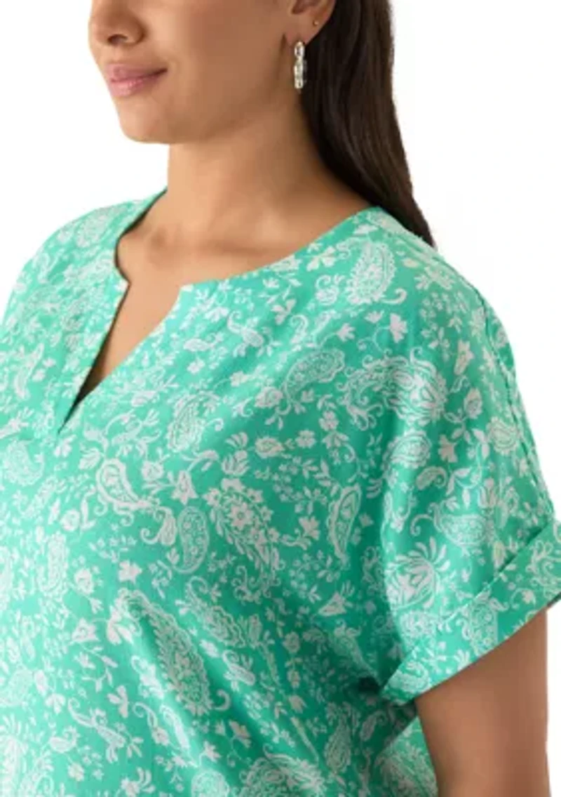 Plus Dolman Sleeve Split Neck Dress