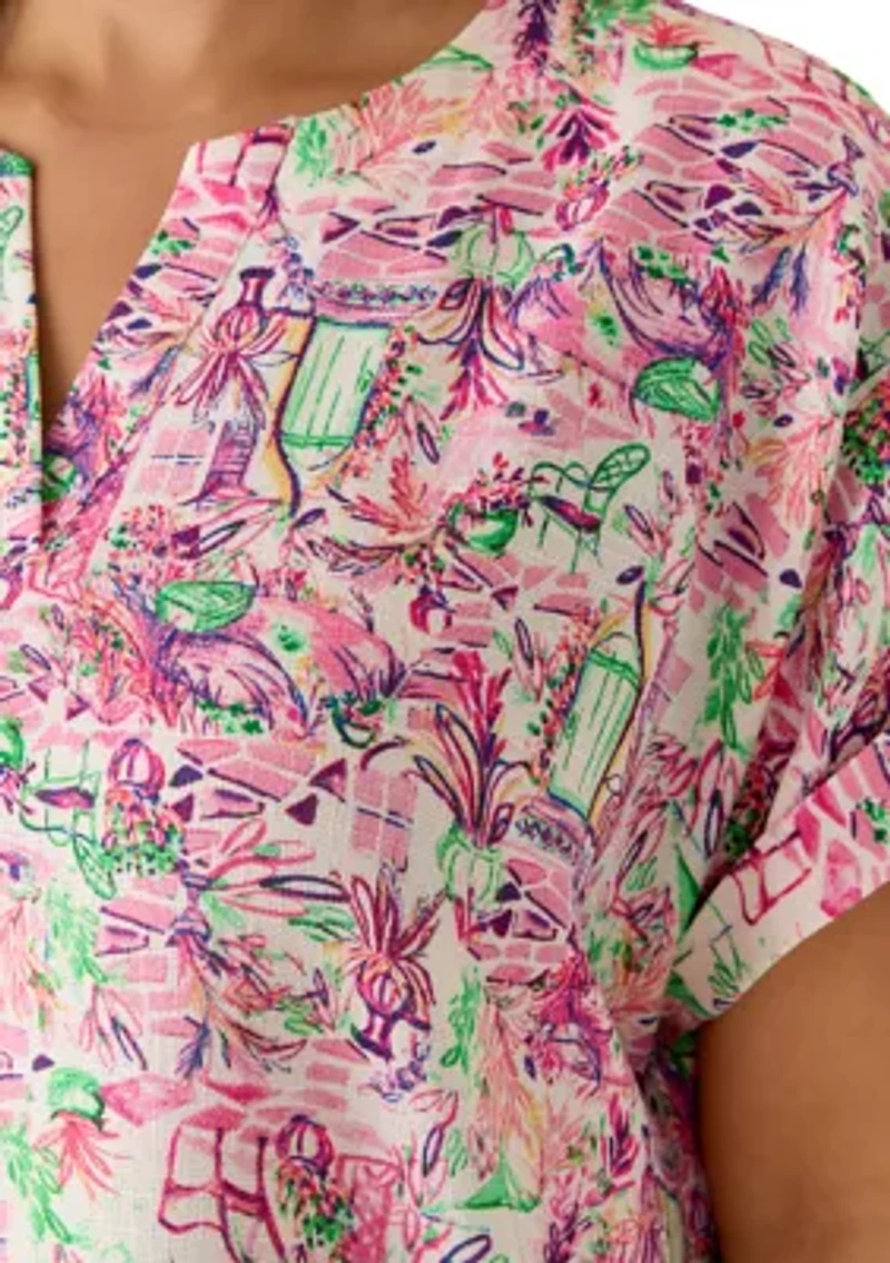 Plus Short Dolman Sleeve Split Neck Dress