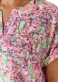 Plus Short Dolman Sleeve Split Neck Dress